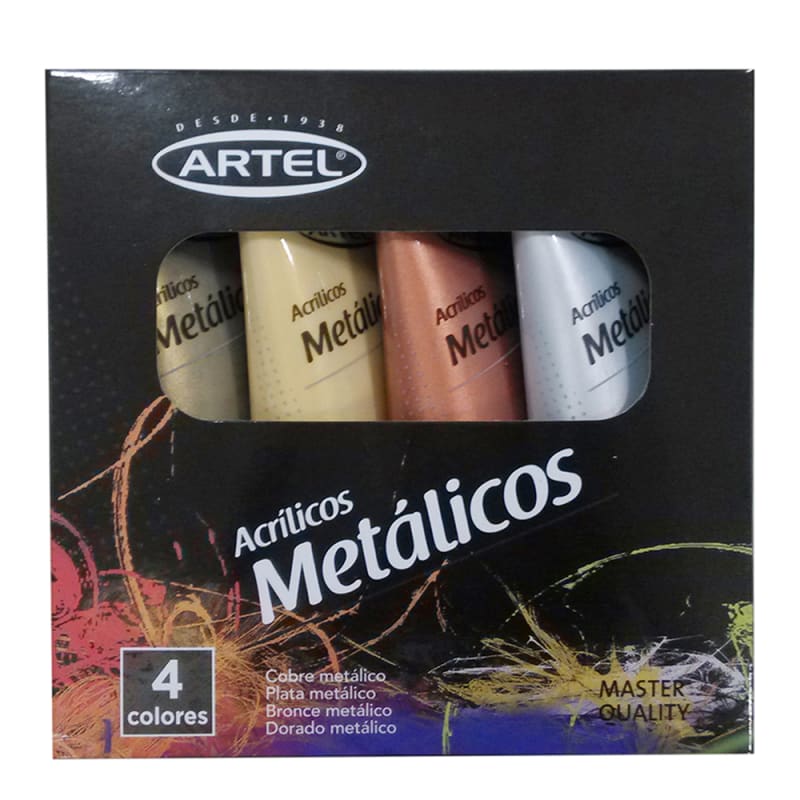 SET 4 PINTURAS ACRÍLICAS METALIZADAS 22ML C/U