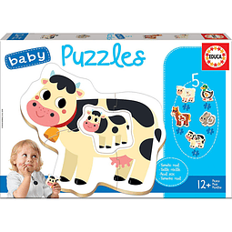 Baby puzles granja, 5 puzles de 2 a 4 piezas