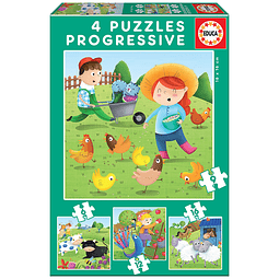 4 Puzles progresivos animales de la granja