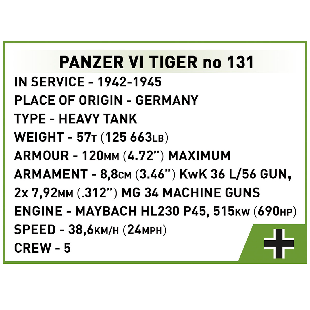 Cobi Panzer VI Tiger I no. 131 11