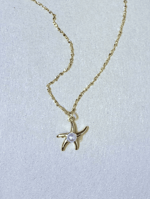 Cadena estrella de mar con perla
