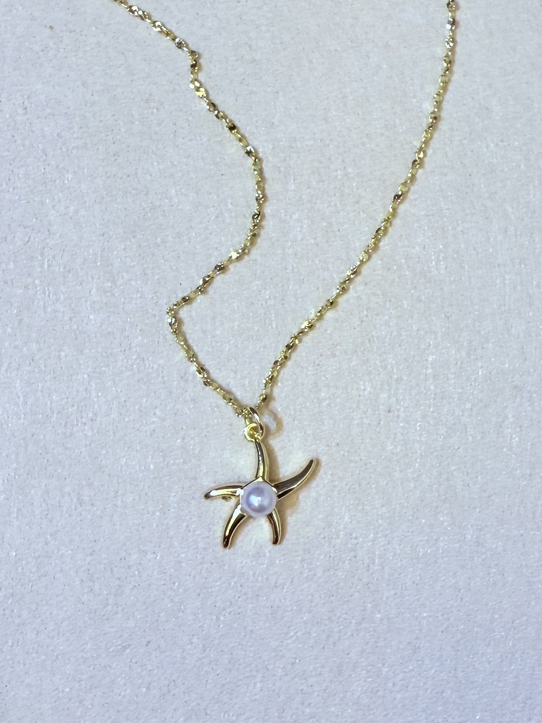 Cadena estrella de mar con perla 2
