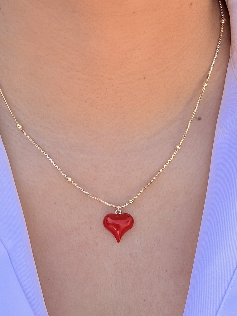 Cadena con corazones rojo pequeño 1