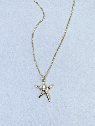 Cadena estrella mar con dos perlas 