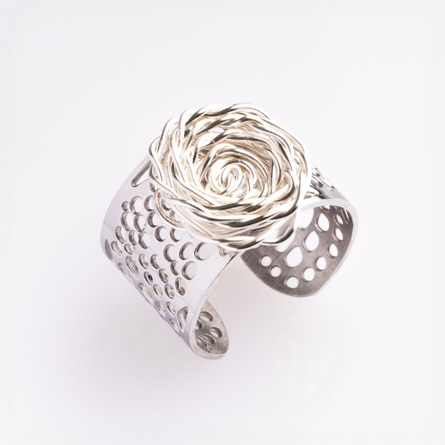 Anillo Filigrana con Rosa de Alambre en Plata