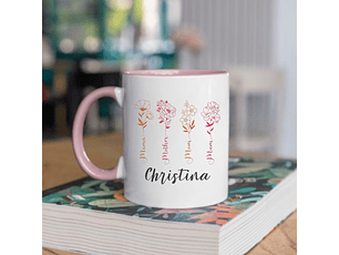 Personalized Floral Accent Coffee Mug