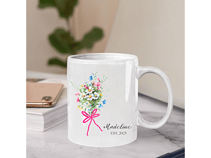 Personalized Floral Accent Coffee Mug,