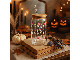 16oz Holiday Sipper Glass - Festive Drinkware for Christmas, Gift Idea, Reusable Straw, Party Cup, 