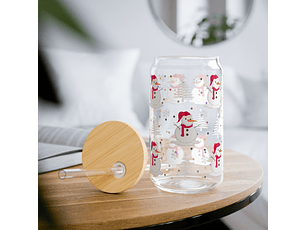 Festive Sipper Glass, Holiday Drinkware, Christmas Gift, Snowman Design