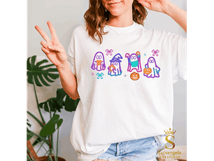 Fun and Colorful Ghosts Unisex Tee 