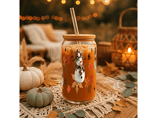 Festive Sipper Glass, 16oz Christmas Drinkware, Holiday Sipper, Winter-themed Straw Glass, Seasonal Decor