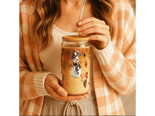 Festive Sipper Glass, 16oz Christmas Drinkware, Holiday Sipper, Winter-themed Straw Glass, Seasonal Decor