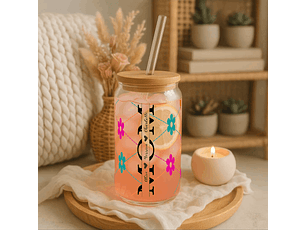 Mommy's Floral Sipper Glass, 16oz 