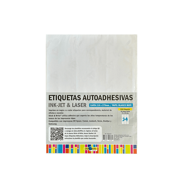 Etiquetas autoadhesivas 70mm x 35mm papel blanco mate 