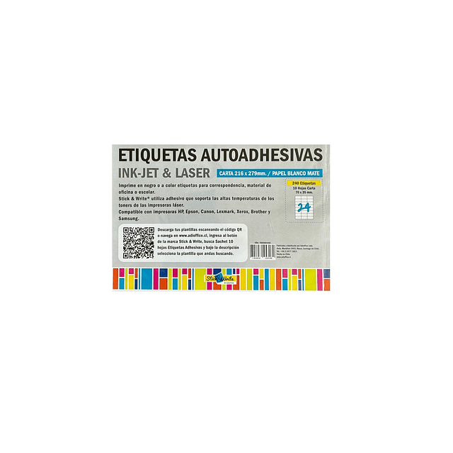 Etiquetas autoadhesivas 70mm x 35mm papel blanco mate 
