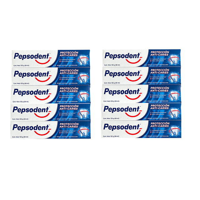 Pasta Dental Pepsodent 130grs Proteccion Anti Caries Pack 10 Unidades
