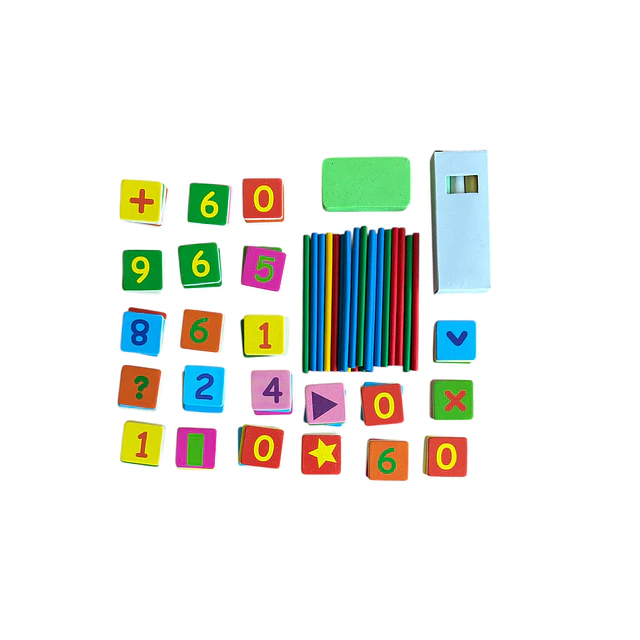 Juego de Matematicas Pizarra y figuras de Madera