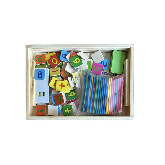 Juego de Matematicas Pizarra y figuras de Madera