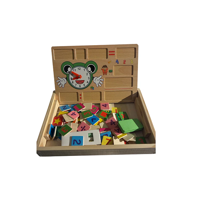Juego de Matematicas Pizarra y figuras de Madera