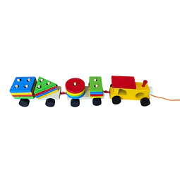 Tren de Madera con Bloques Geometricos 