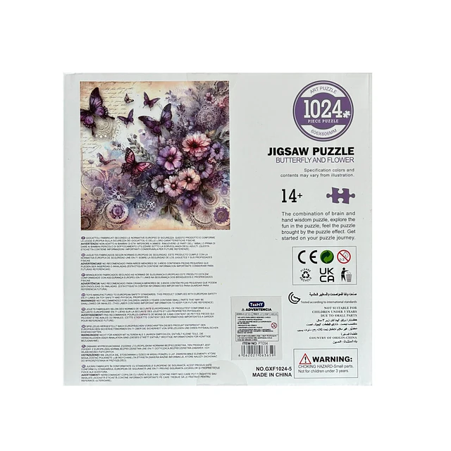 Puzzle Mariposas y Flores 1024 Piezas 60cm x 60cm 