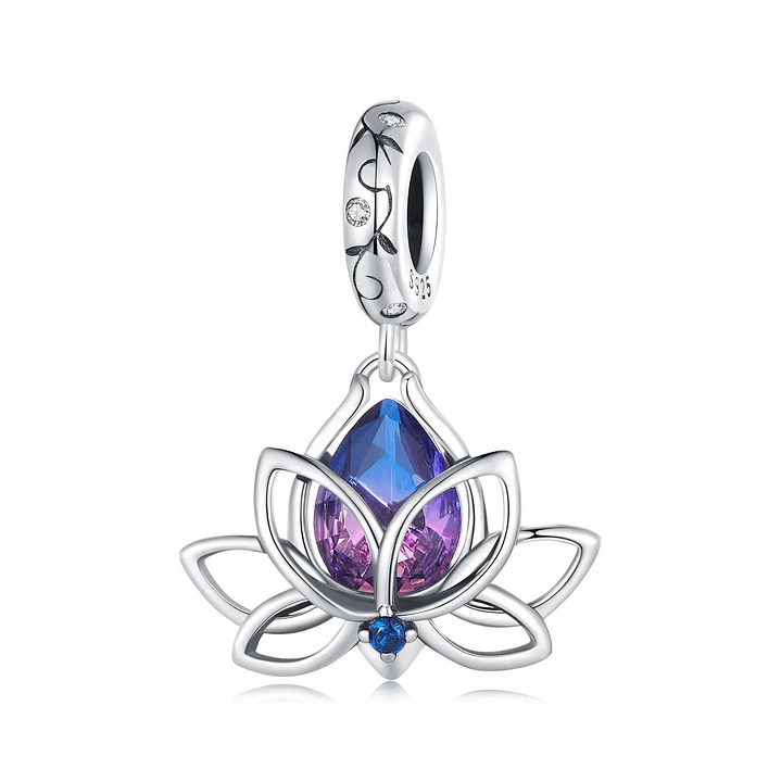 Charm Flor Morada en Plata 925  1