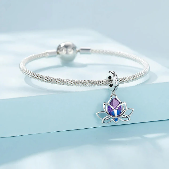 Charm Flor Morada en Plata 925  3