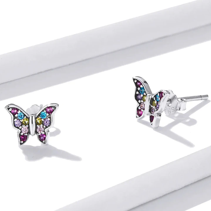 Aros en Plata 925 con Diseño de Mariposa 2