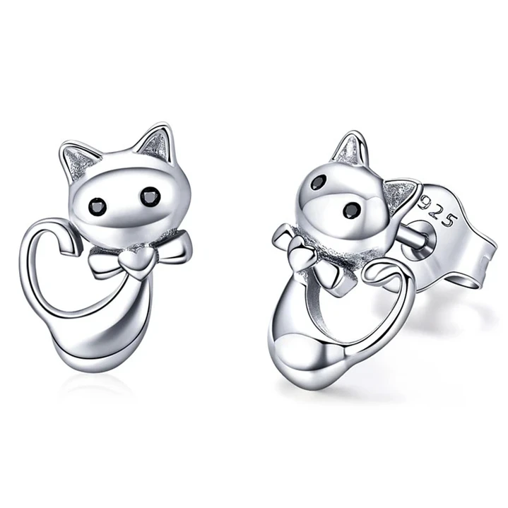 Aros Gato con Lazo en Plata 925 1