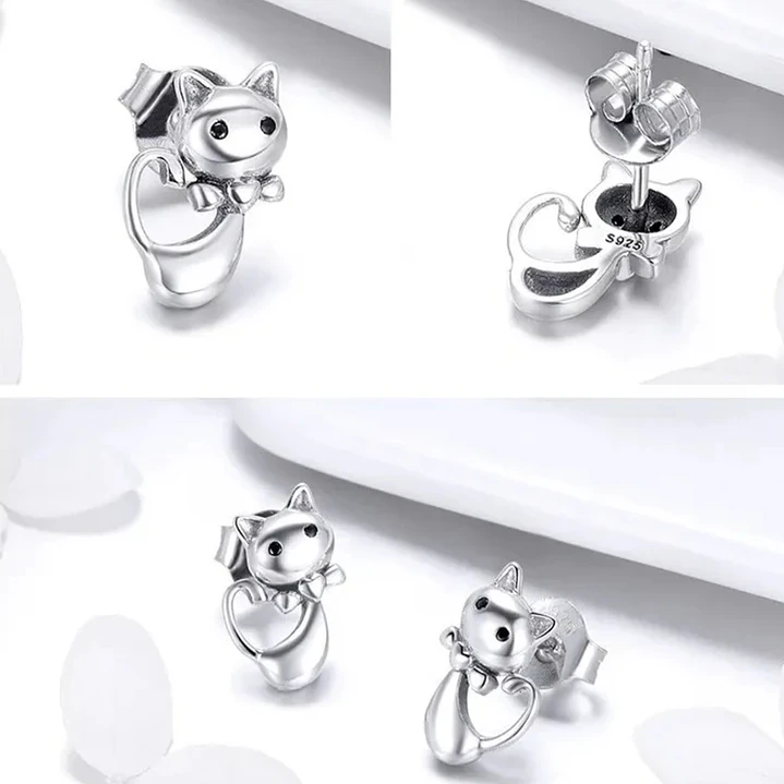 Aros Gato con Lazo en Plata 925 3