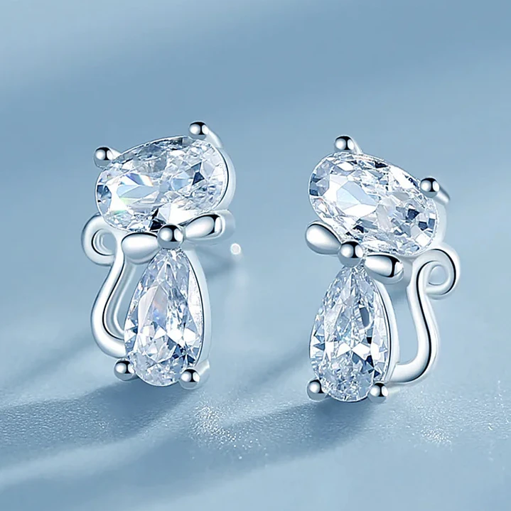 Aros Gato Elegantes en Plata 925 2