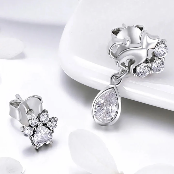 Aros Gato con Circón en Plata 925 2