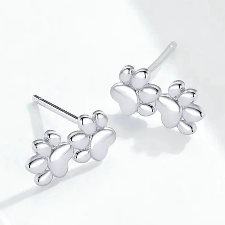 Aros Doble Huella Perrito en Plata 925 2