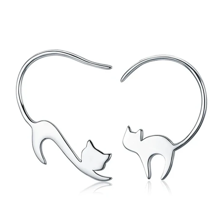 Aros Gato Colgantes en Plata 925  1