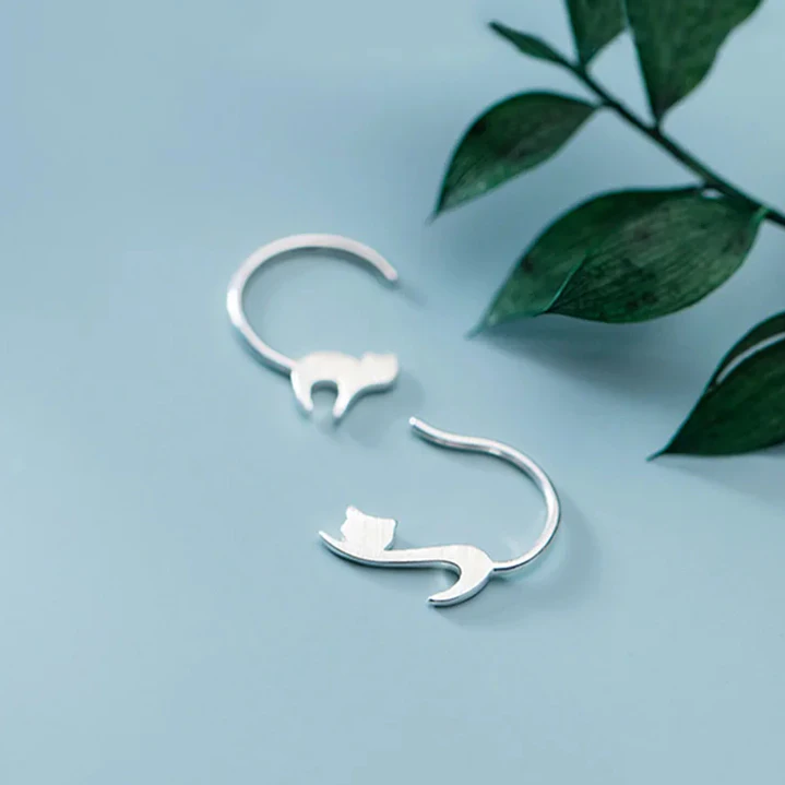 Aros Gato Colgantes en Plata 925  2