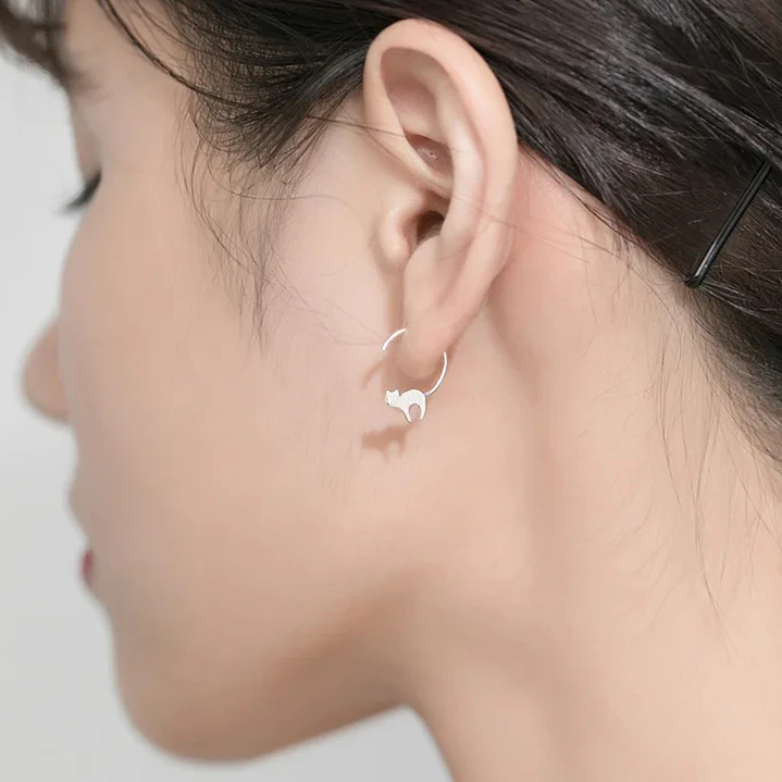 Aros Gato Colgantes en Plata 925  3