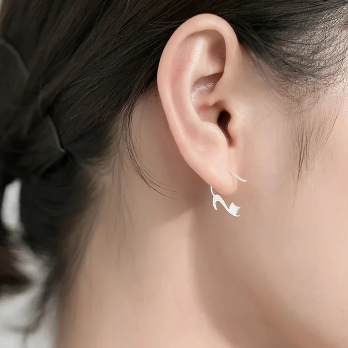 Aros Gato Colgantes en Plata 925  4