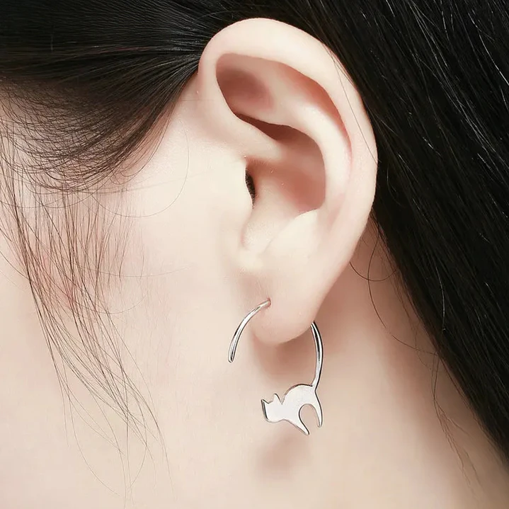 Aros Gato Colgantes en Plata 925  5
