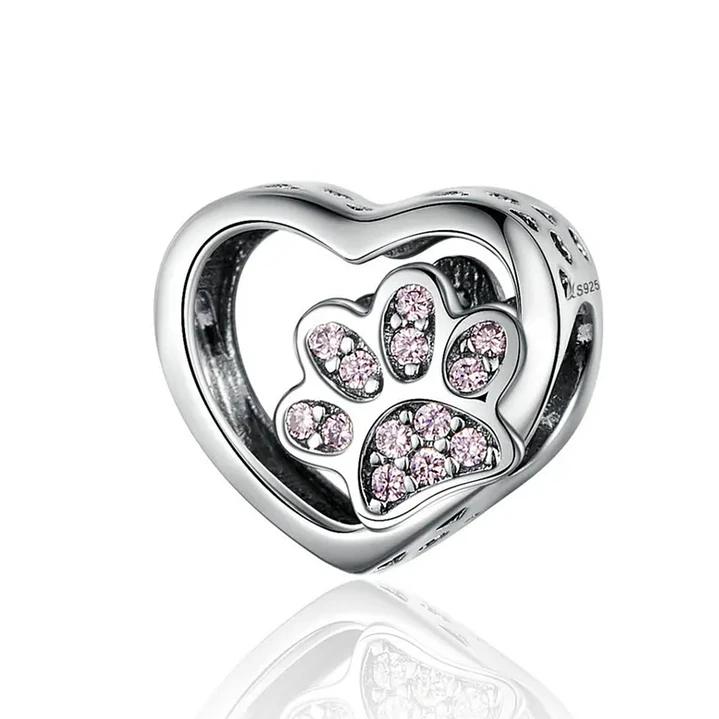 Charm Rosa Huella Perrito en Plata 925  1