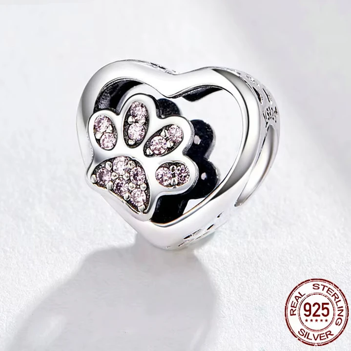 Charm Rosa Huella Perrito en Plata 925  2