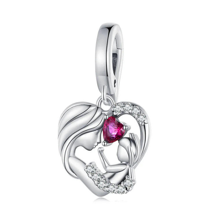 Charm Mama Con Bebe en Plata 925  1
