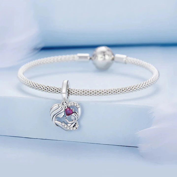 Charm Mama Con Bebe en Plata 925  2