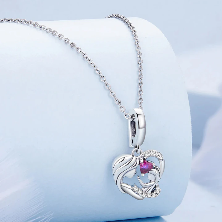Charm Mama Con Bebe en Plata 925  3