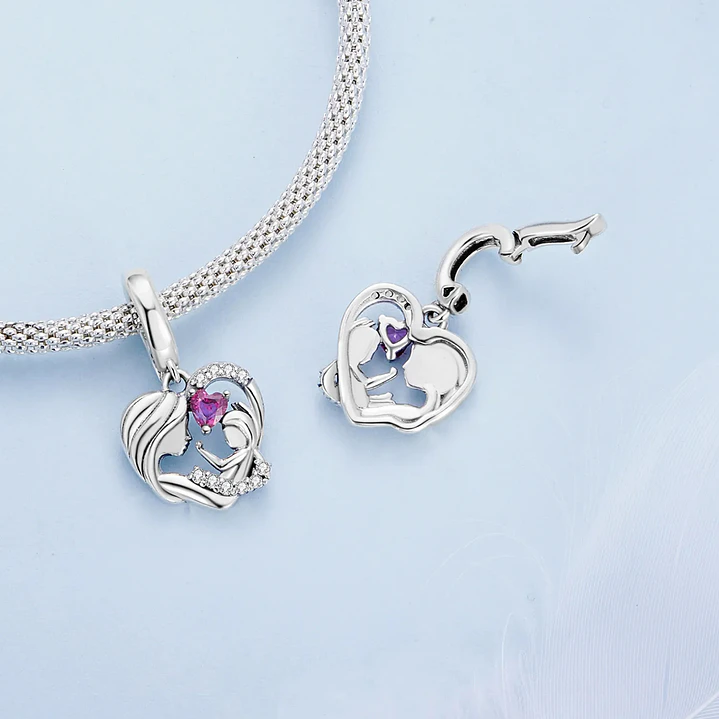 Charm Mama Con Bebe en Plata 925  4