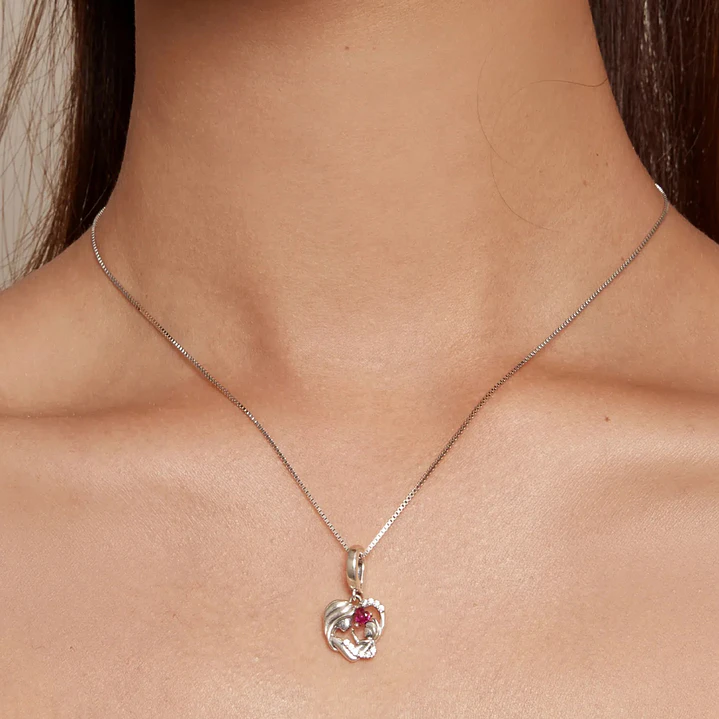 Charm Mama Con Bebe en Plata 925  5