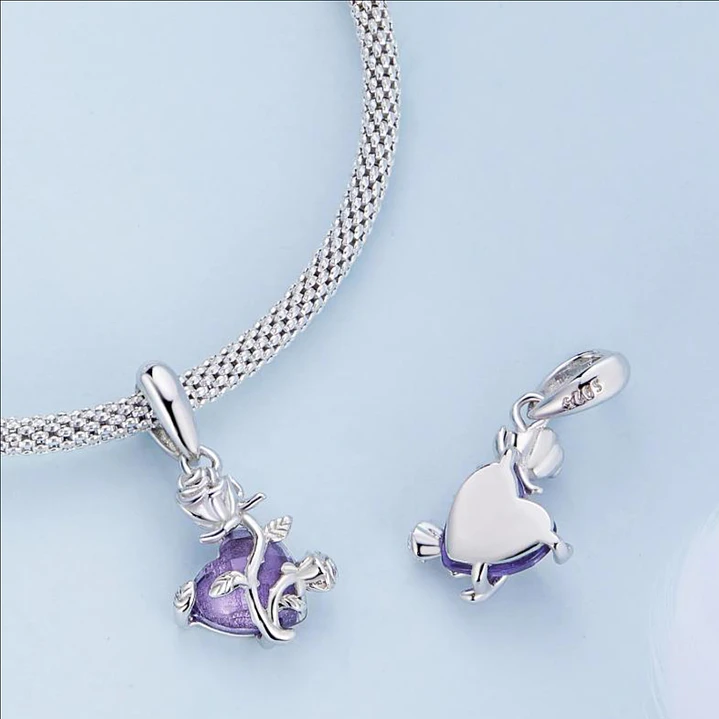 Charm Corazón Morado en Plata 925  3