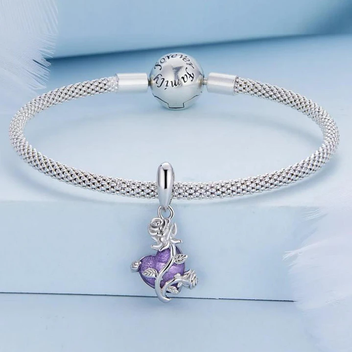 Charm Corazón Morado en Plata 925  4