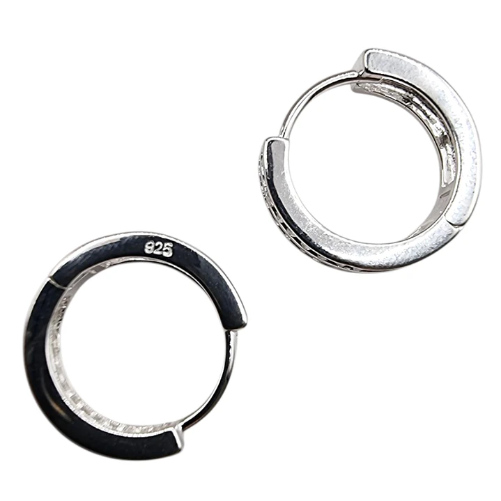 Aros Argolla Plata 925 Huggie Líneas Circones 15 mm 2