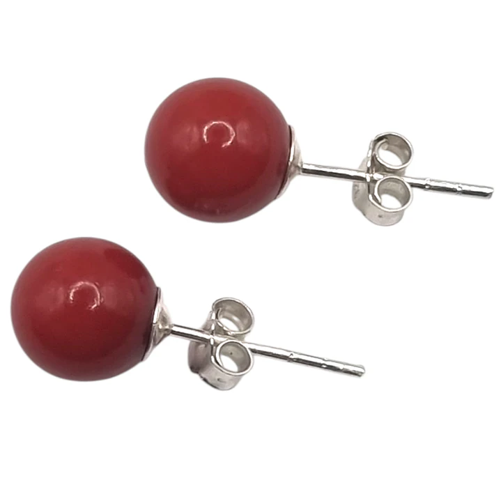 Aros de Plata 925 Con Esfera Jaspe 8 mm  3