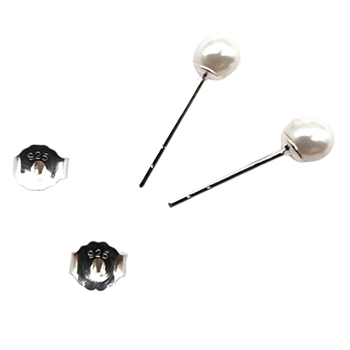 Aros de Perla 4 mm en Plata 925 2